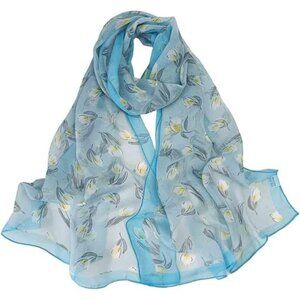 Scarf for Women Lightweight Scarves Elegant Floral Pattern Sheer